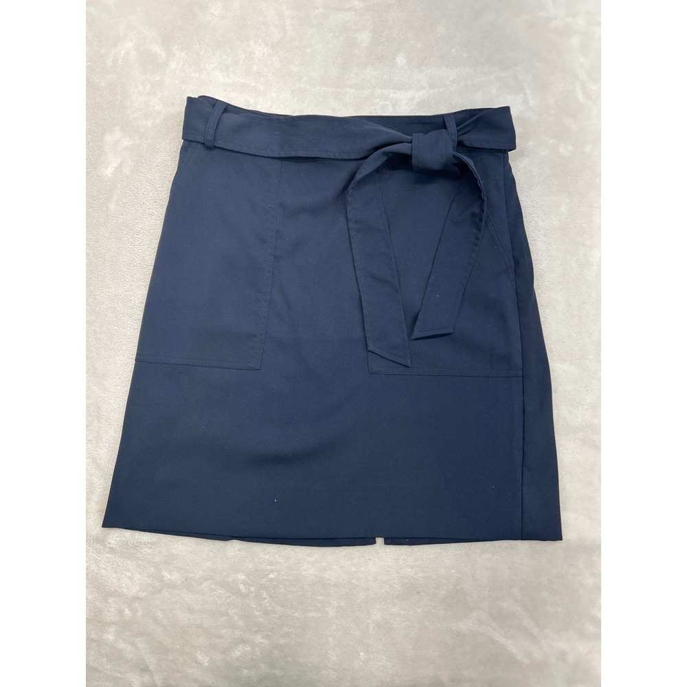 Banana Republic Mini Skirt Womens 8 Navy Blue Tie Waist A-Line Pockets Preppy